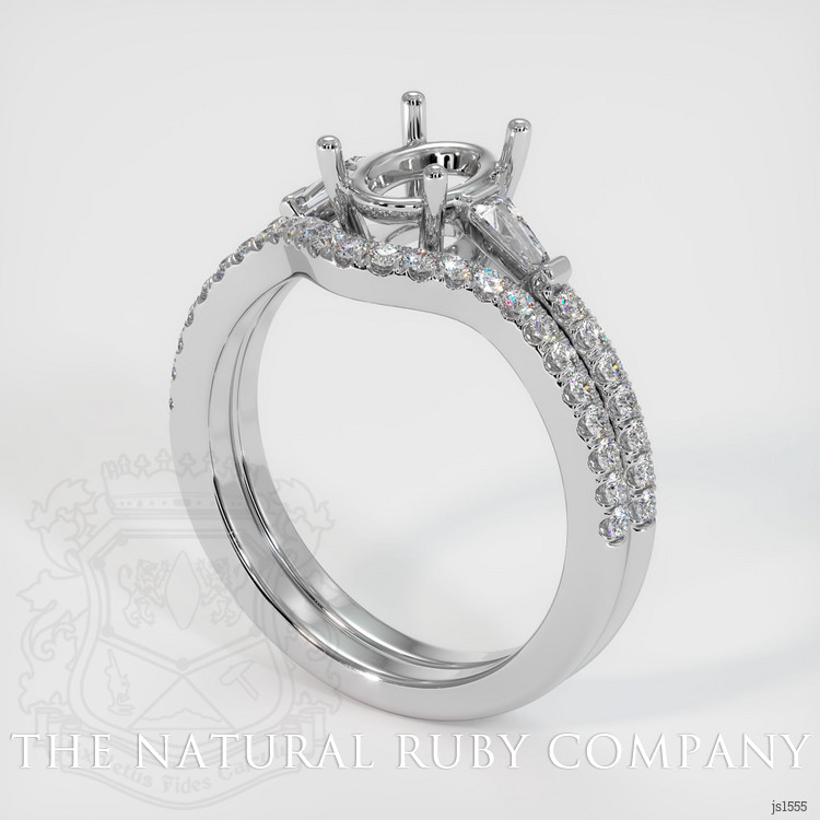 18K White Gold Three Stone Ring Setting