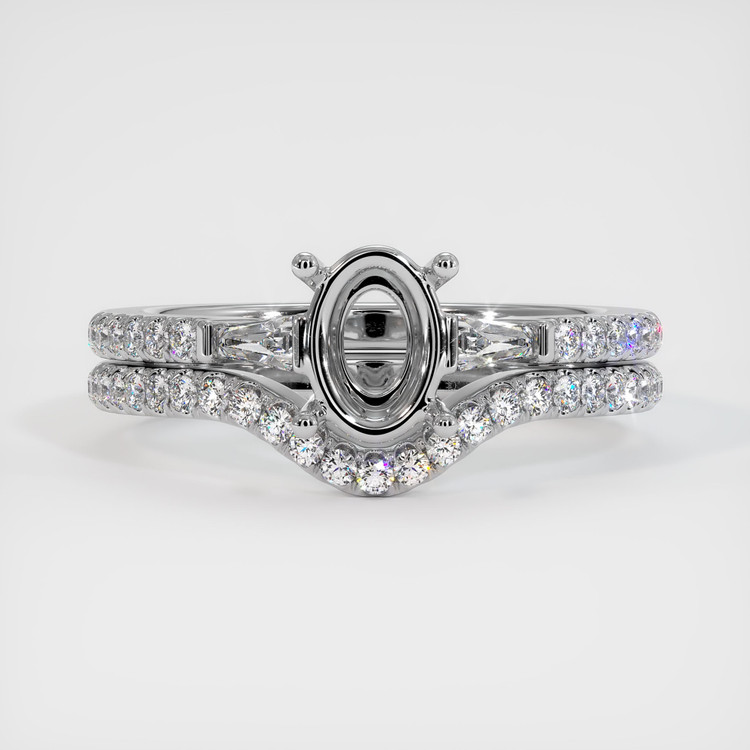 18K White Gold Three Stone Ring Setting