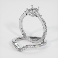 18K White Gold Three Stone Ring Setting Image