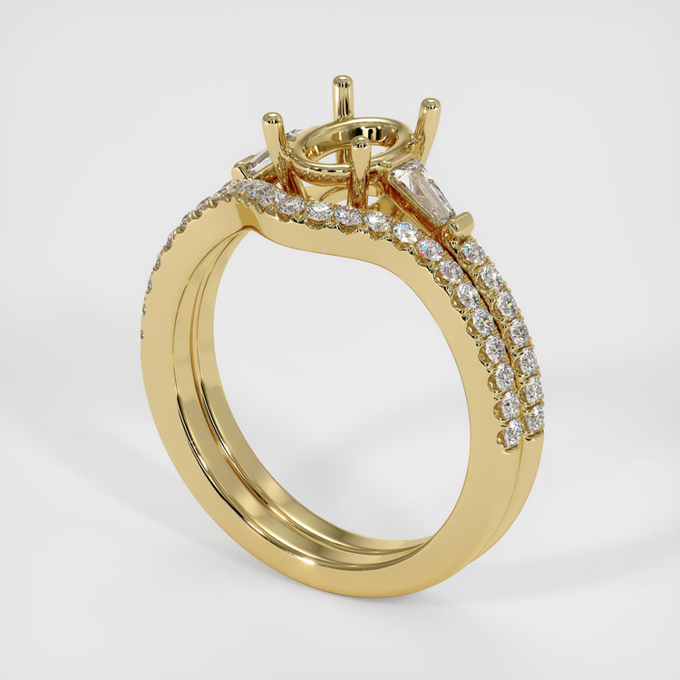 14K Yellow Gold Three Stone Ring Setting