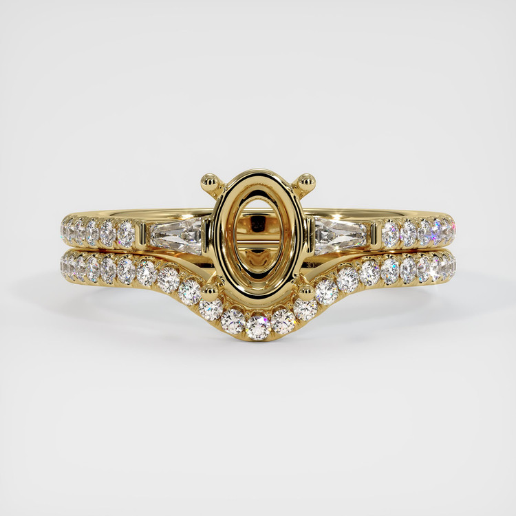 14K Yellow Gold Three Stone Ring Setting