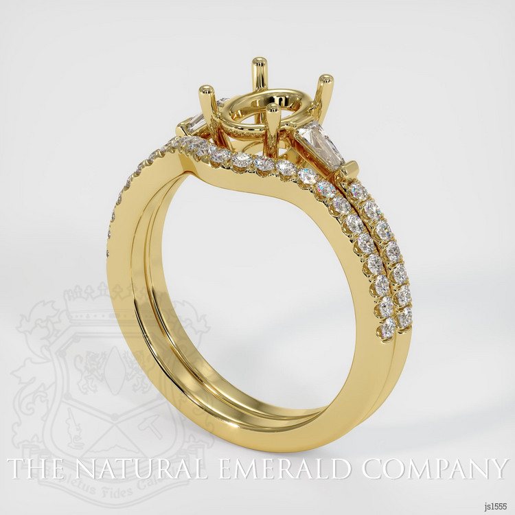 18K Yellow Gold Three Stone Ring Setting