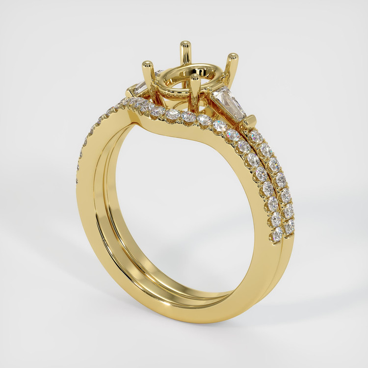 18K Yellow Gold Three Stone Ring Setting