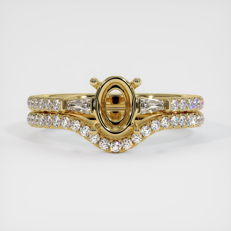 18K Yellow Gold Three Stone Ring Setting