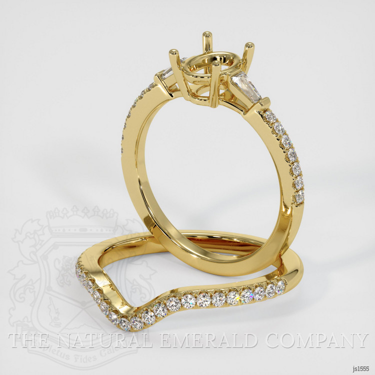 18K Yellow Gold Three Stone Ring Setting