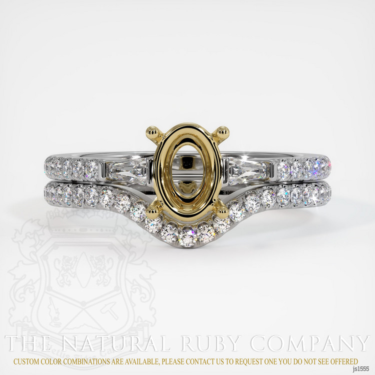 14K Yellow & White Three Stone Ring Setting