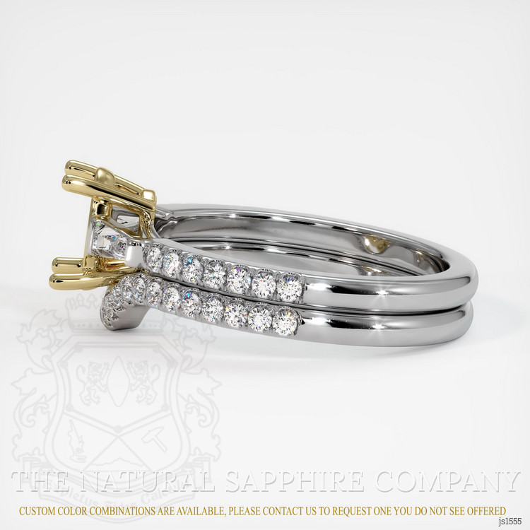 14K Yellow & White Three Stone Ring Setting