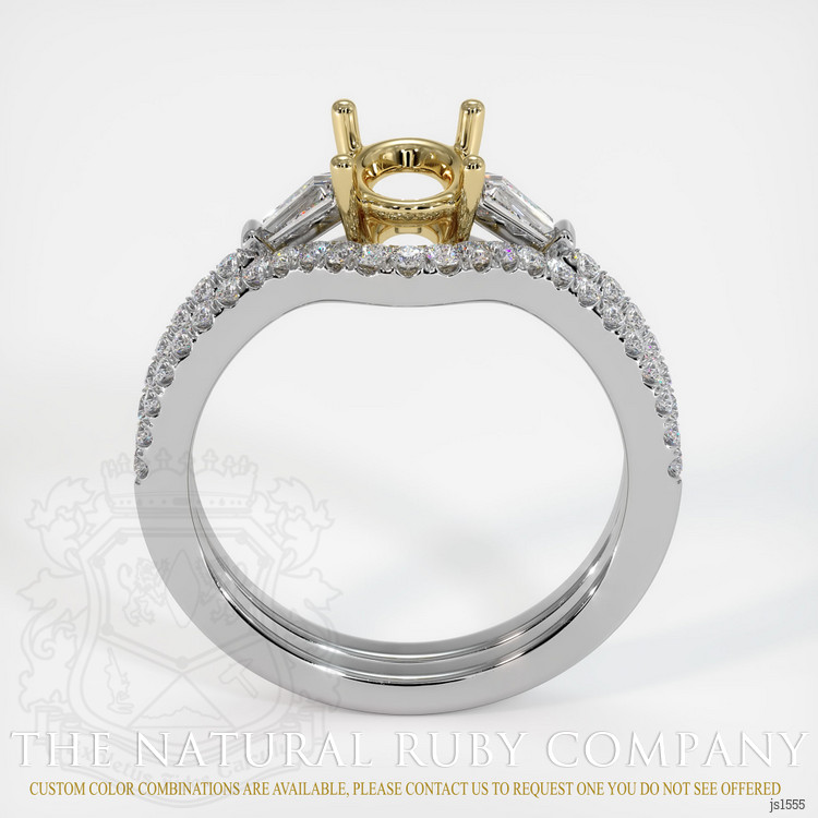 14K Yellow & White Three Stone Ring Setting