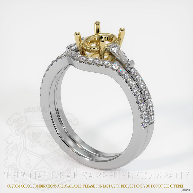 18K Yellow & White Three Stone Ring Setting