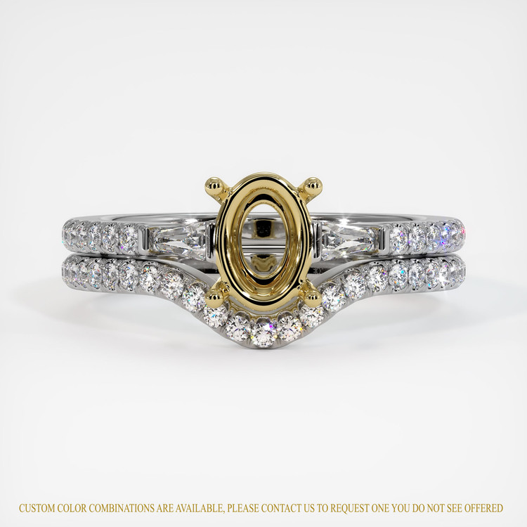 18K Yellow & White Three Stone Ring Setting