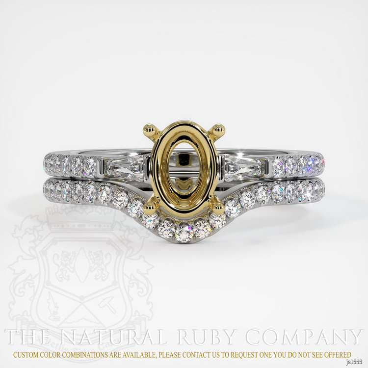 18K Yellow & White Three Stone Ring Setting