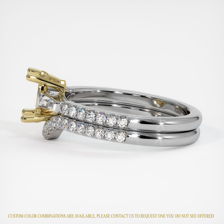 18K Yellow & White Three Stone Ring Setting