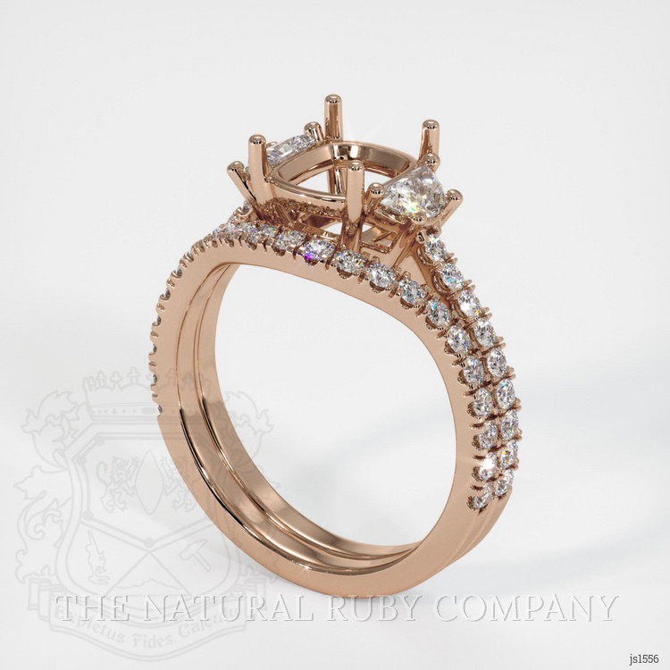 14K Rose Gold Three Stone Ring Setting