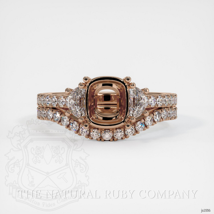 14K Rose Gold Three Stone Ring Setting