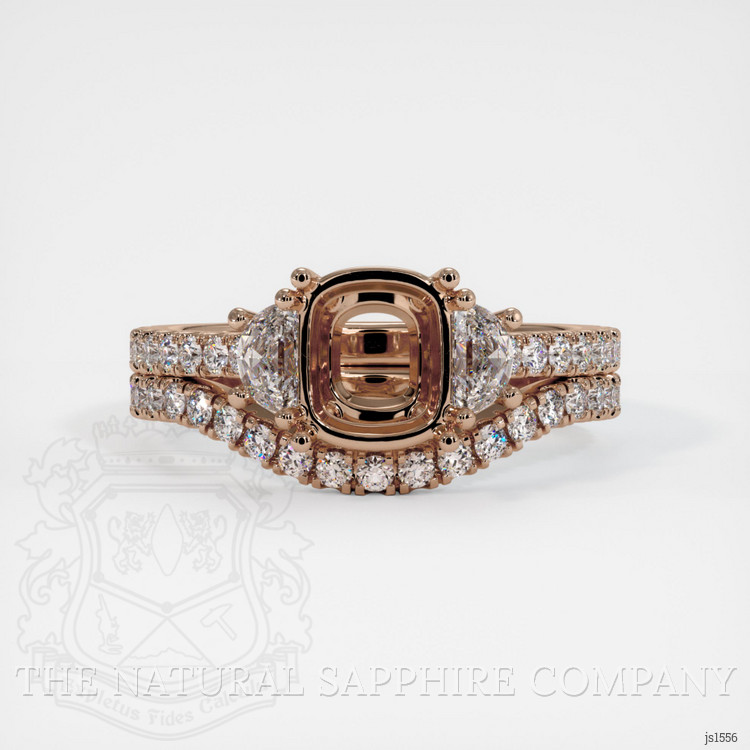 14K Rose Gold Three Stone Ring Setting