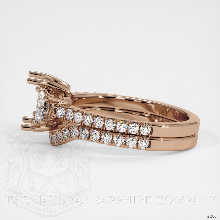 14K Rose Gold Three Stone Ring Setting