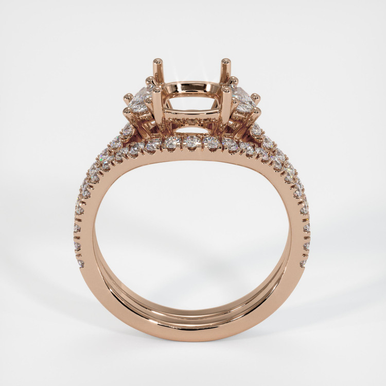 14K Rose Gold Three Stone Ring Setting