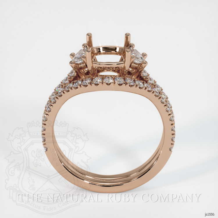 14K Rose Gold Three Stone Ring Setting