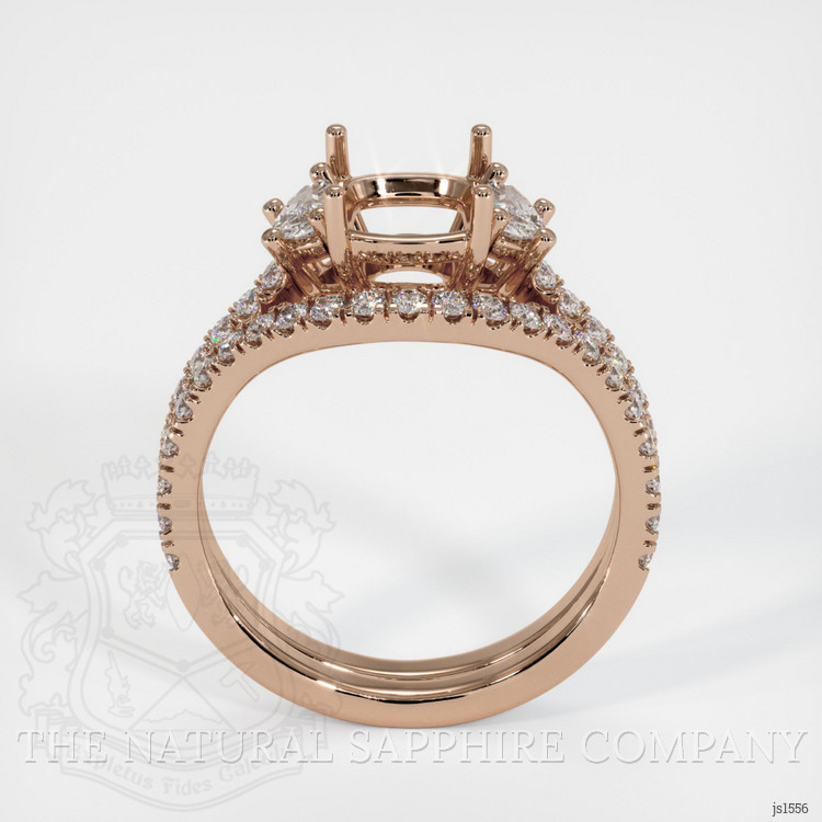 14K Rose Gold Three Stone Ring Setting
