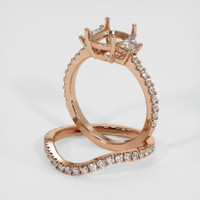 14K Rose Gold Three Stone Ring Setting Image