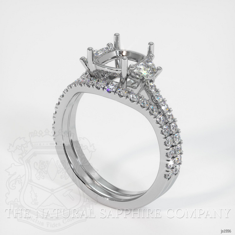 14K White Gold Three Stone Ring Setting