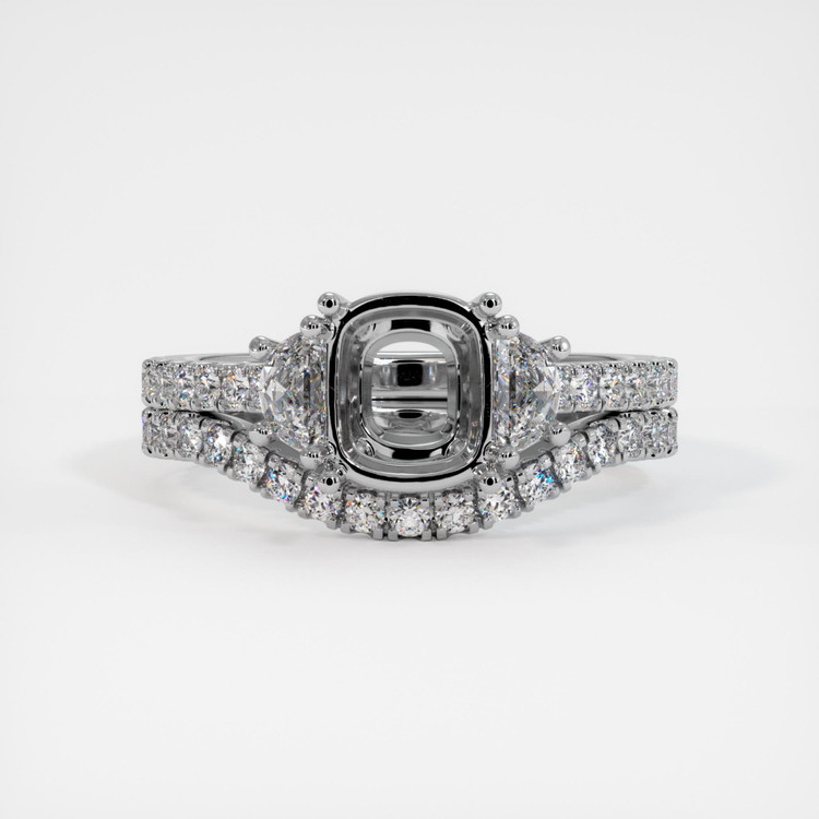 14K White Gold Three Stone Ring Setting