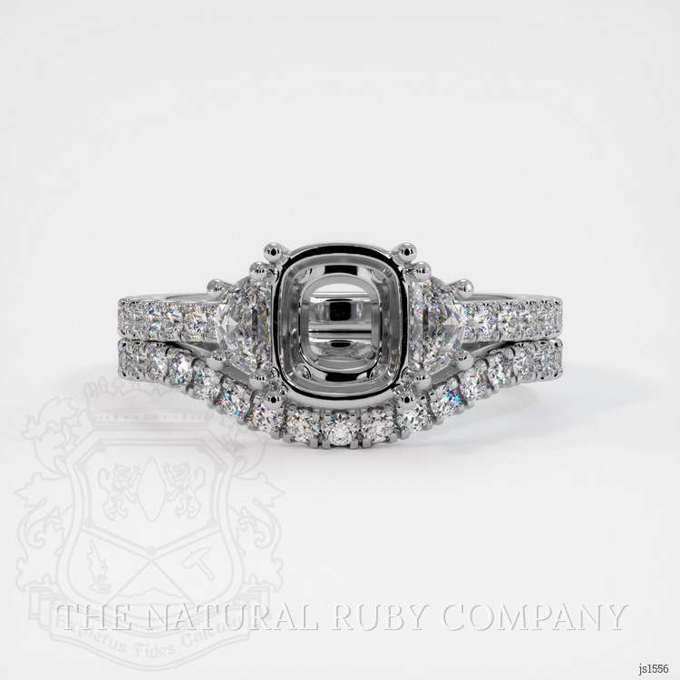 14K White Gold Three Stone Ring Setting