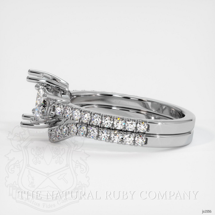 14K White Gold Three Stone Ring Setting