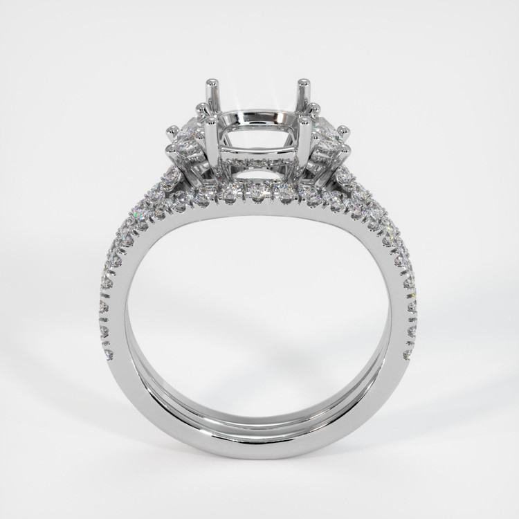 14K White Gold Three Stone Ring Setting