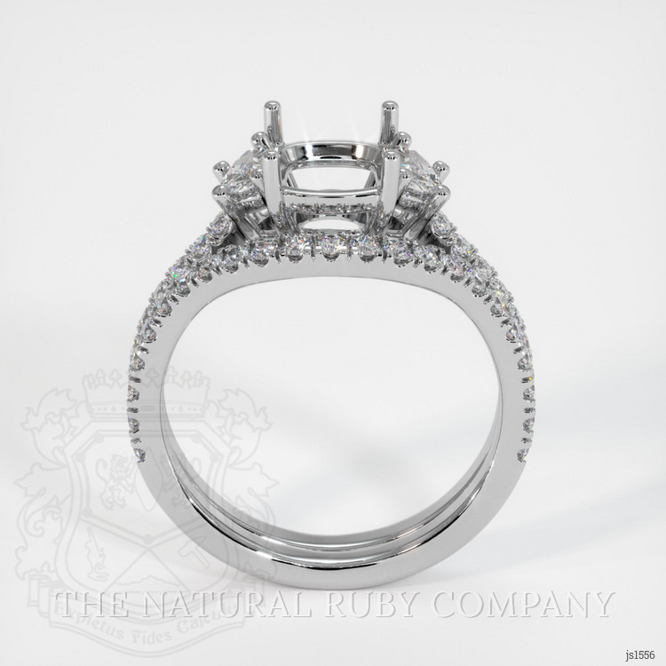 14K White Gold Three Stone Ring Setting