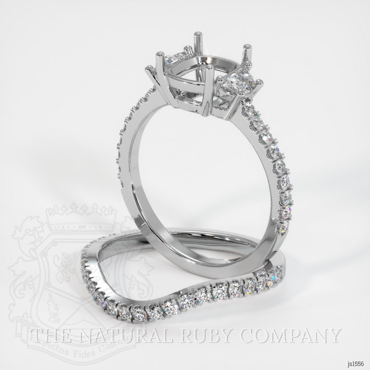 18K White Gold Three Stone Ring Setting