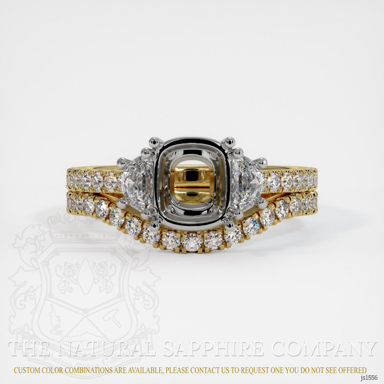14K White & Yellow Three Stone Ring Setting