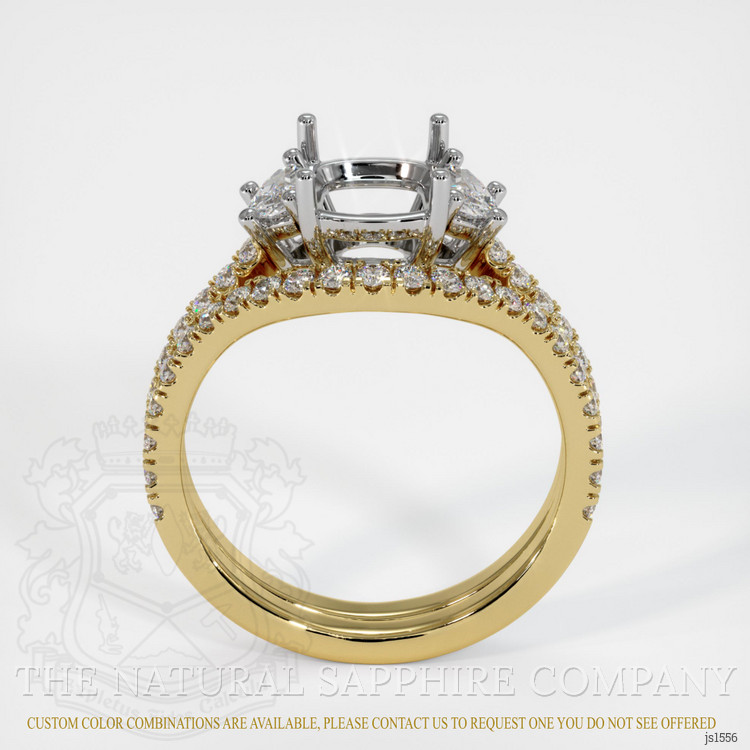 14K White & Yellow Three Stone Ring Setting