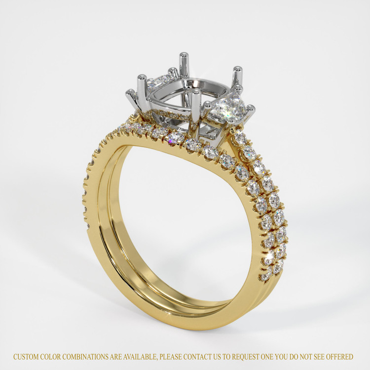 18K White & Yellow Three Stone Ring Setting
