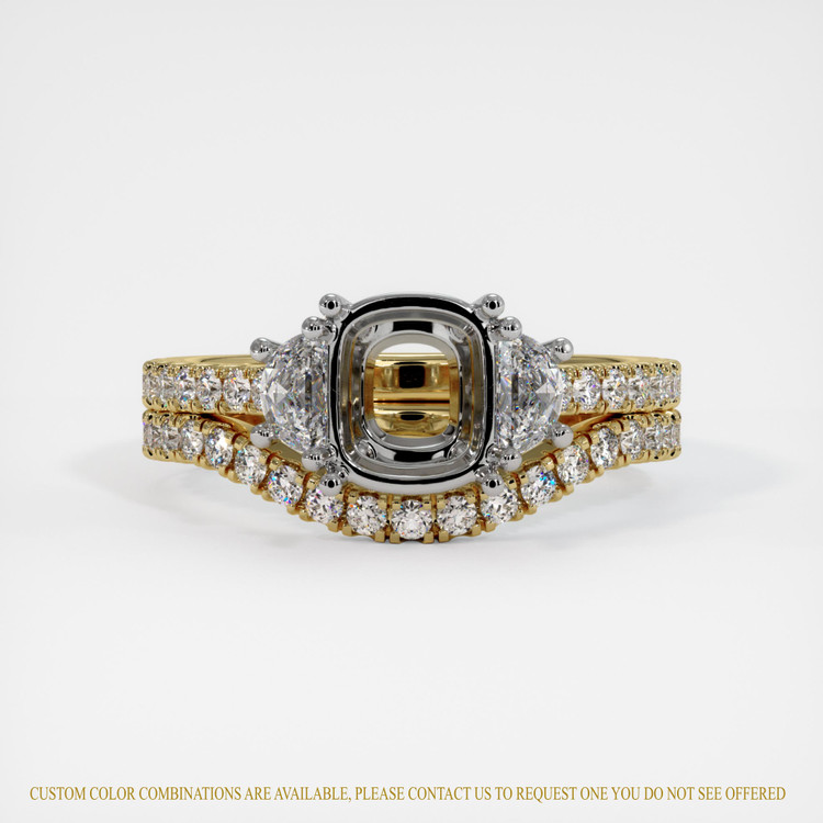 18K White & Yellow Three Stone Ring Setting