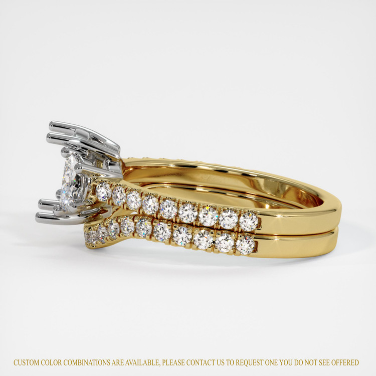 18K White & Yellow Three Stone Ring Setting