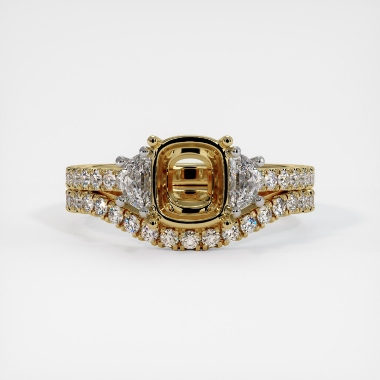 14K Yellow Gold Three Stone Ring Setting