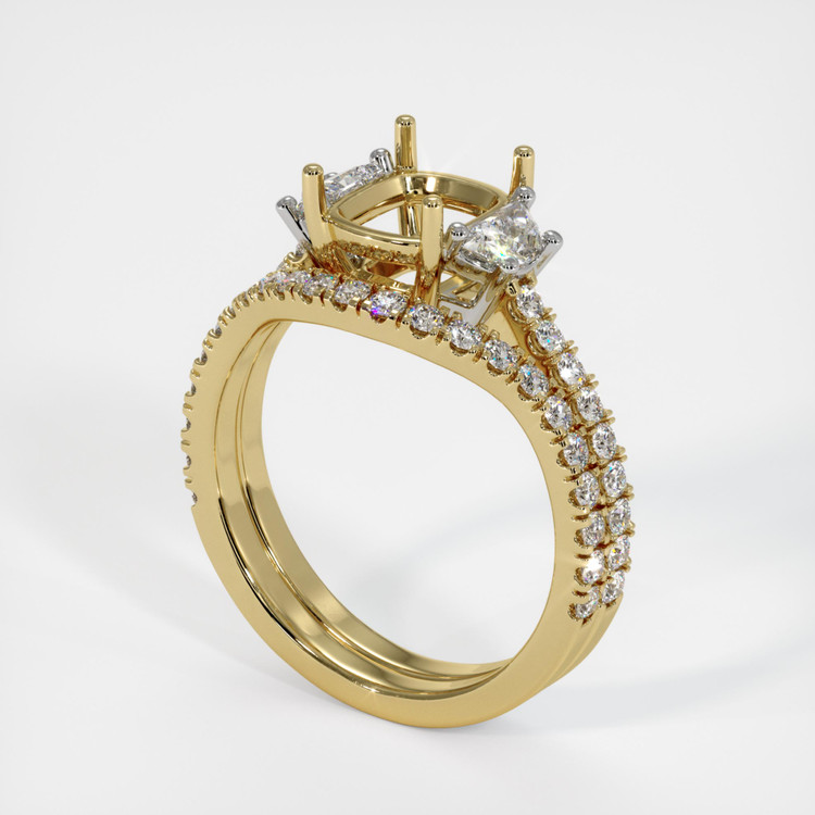 18K Yellow Gold Three Stone Ring Setting