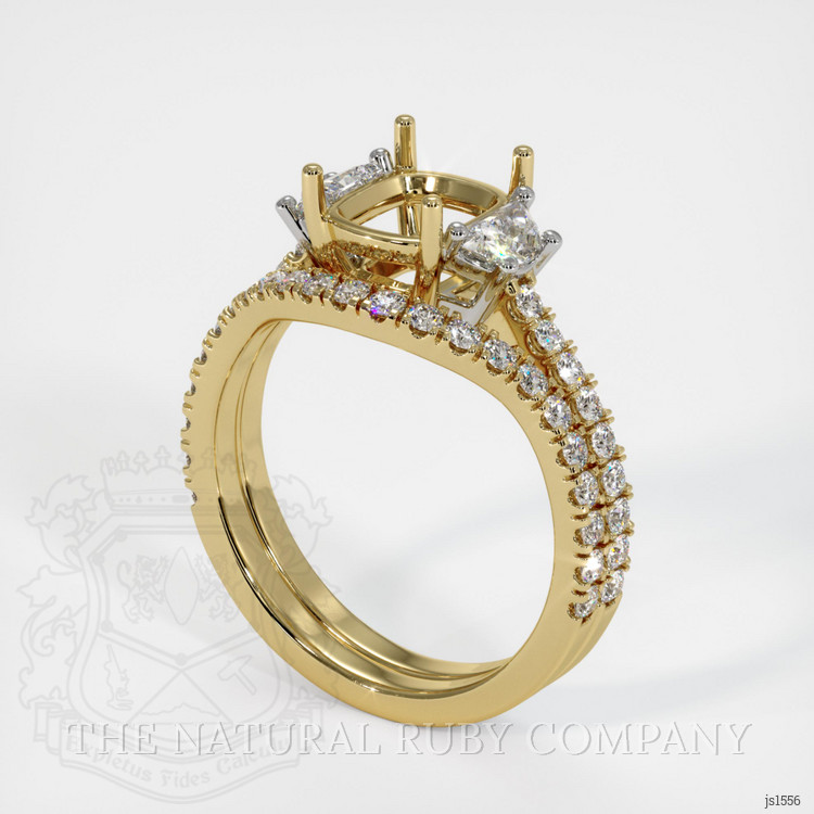 18K Yellow Gold Three Stone Ring Setting