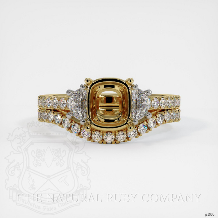 18K Yellow Gold Three Stone Ring Setting