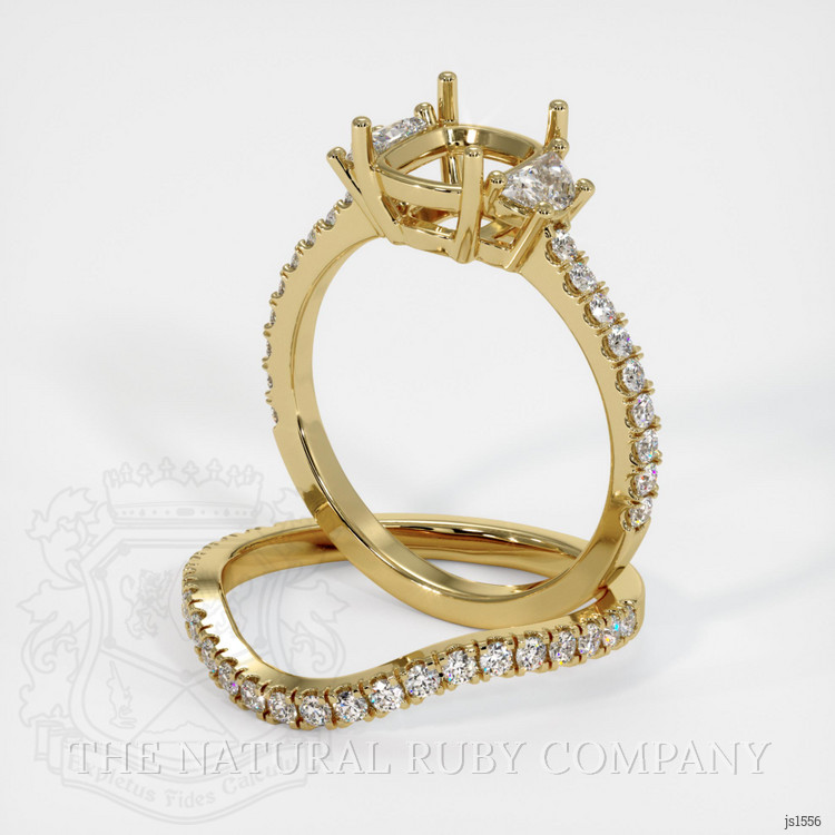 18K Yellow Gold Three Stone Ring Setting