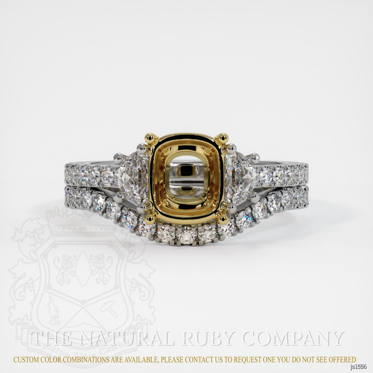 14K Yellow & White Three Stone Ring Setting