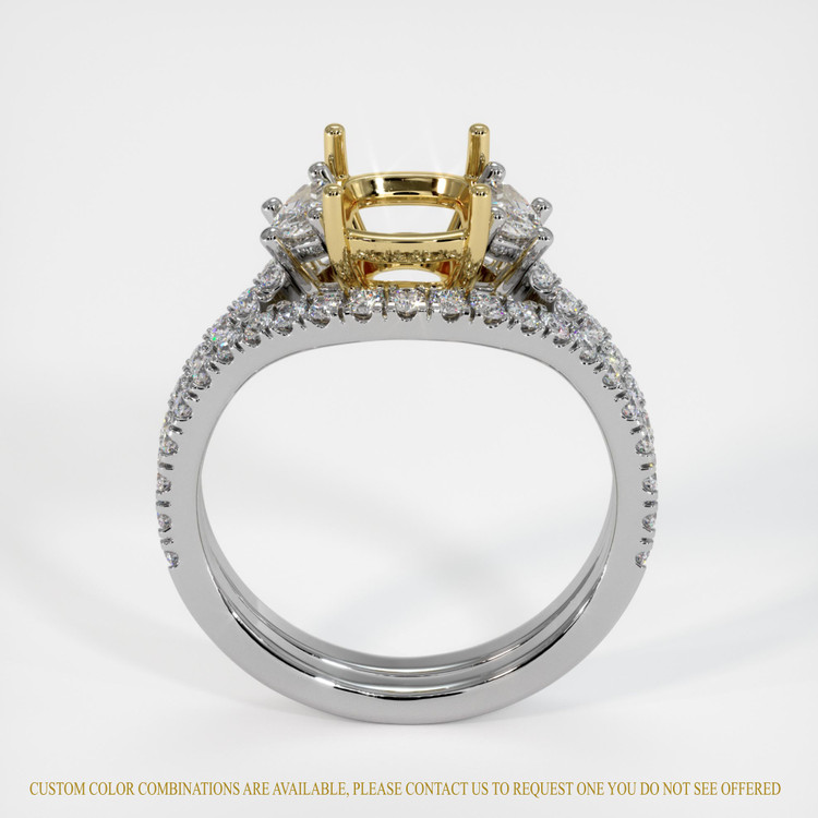 14K Yellow & White Three Stone Ring Setting