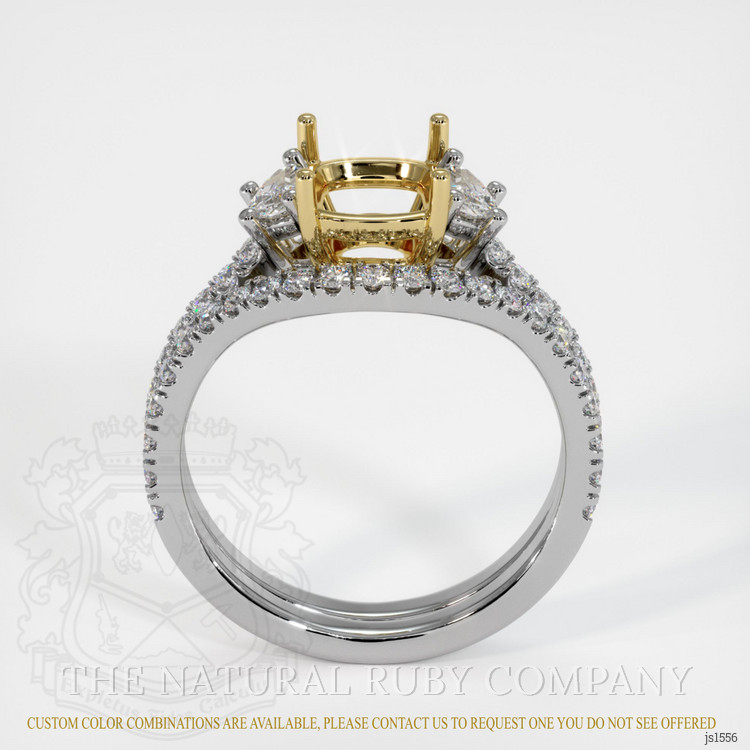 14K Yellow & White Three Stone Ring Setting