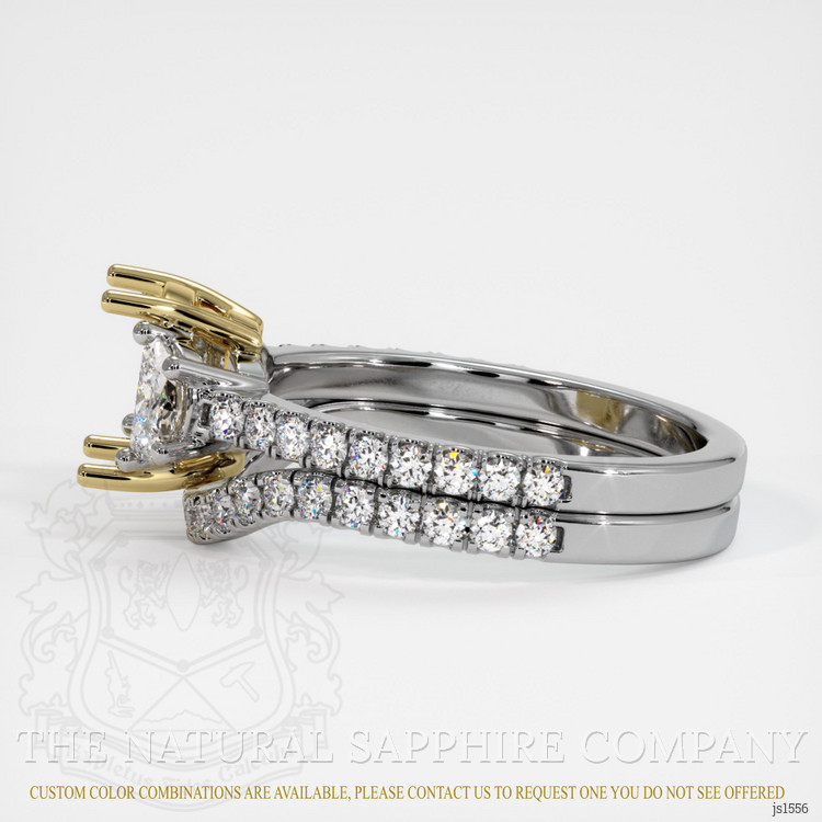 18K Yellow & White Three Stone Ring Setting