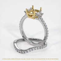 18K Yellow & White Three Stone Ring Setting Image