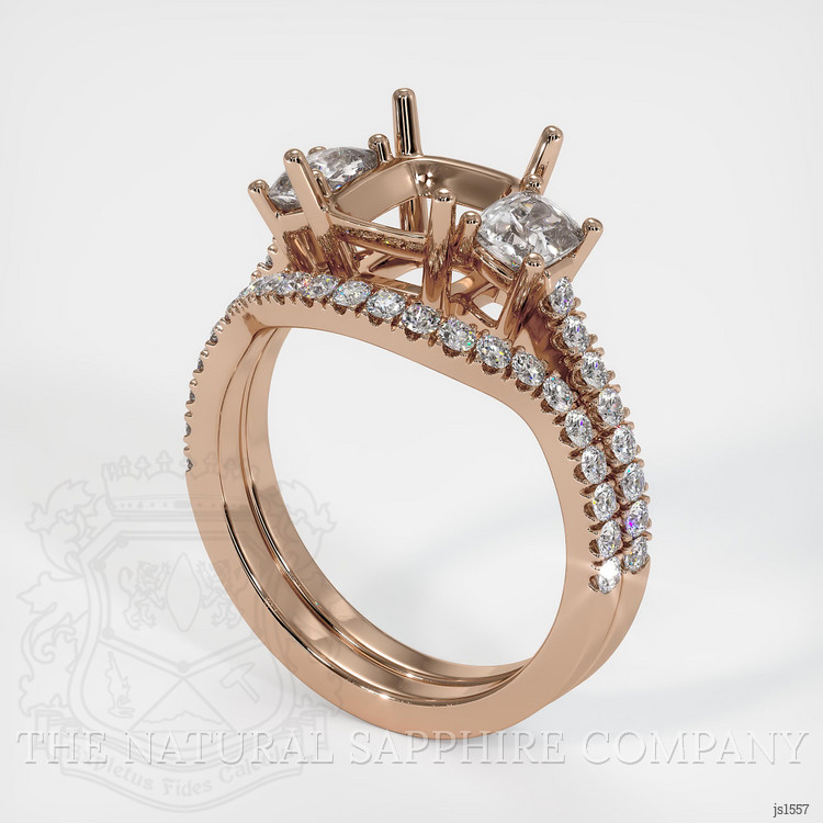 14K Rose Gold Three Stone Ring Setting