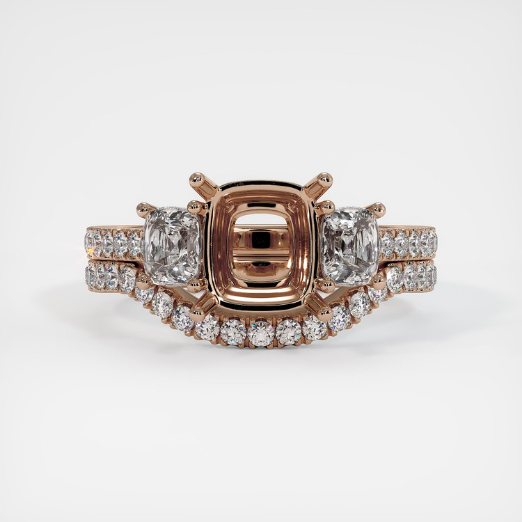 14K Rose Gold Pave Ring Setting