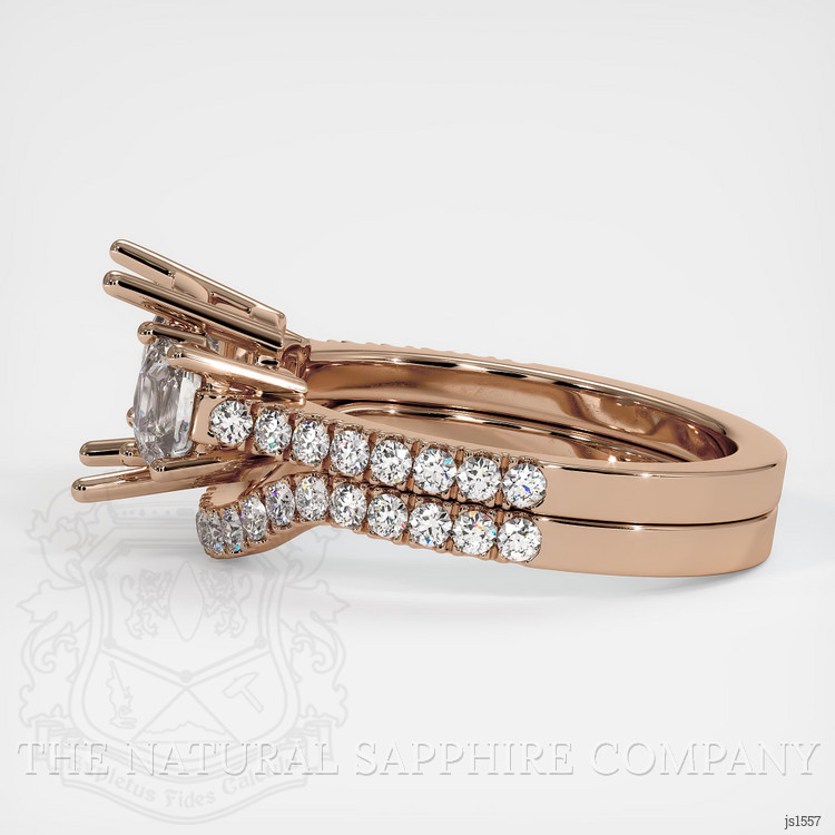 14K Rose Gold Three Stone Ring Setting