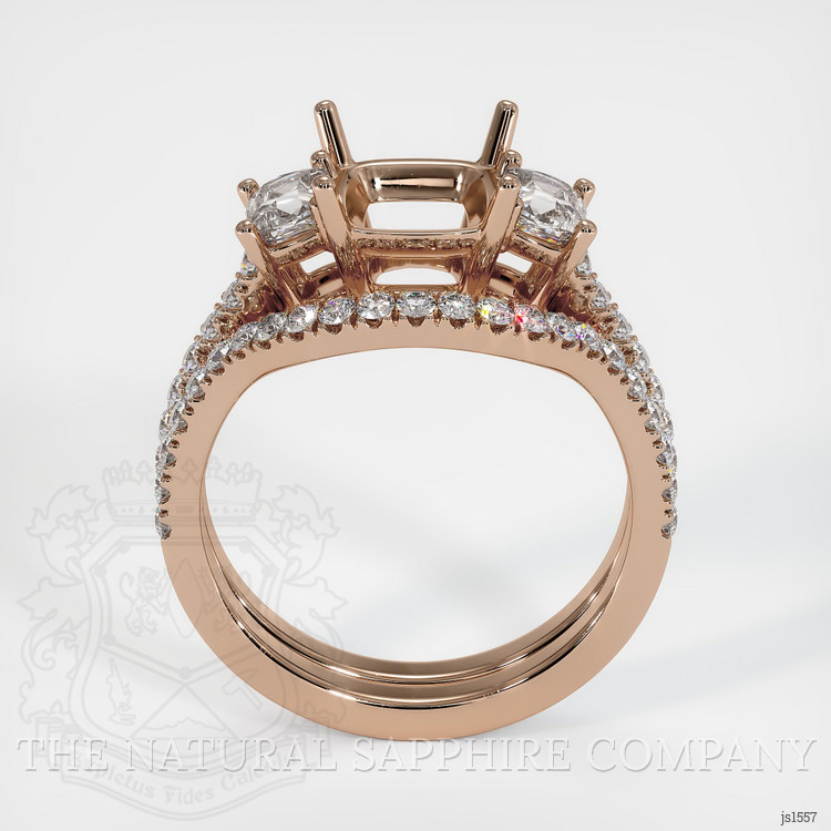 14K Rose Gold Three Stone Ring Setting